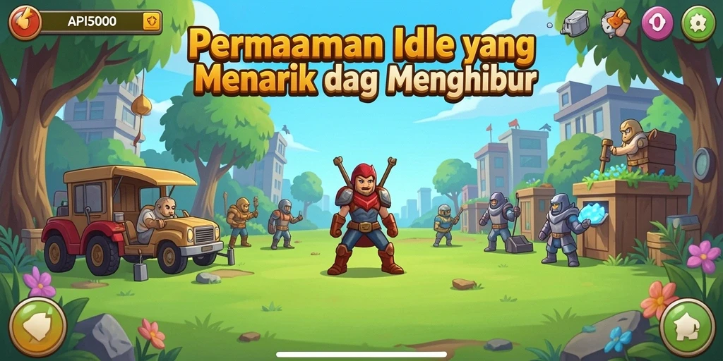 Screenshot gameplay API5000 menunjukkan karakter yang sedang mengumpulkan sumber daya.