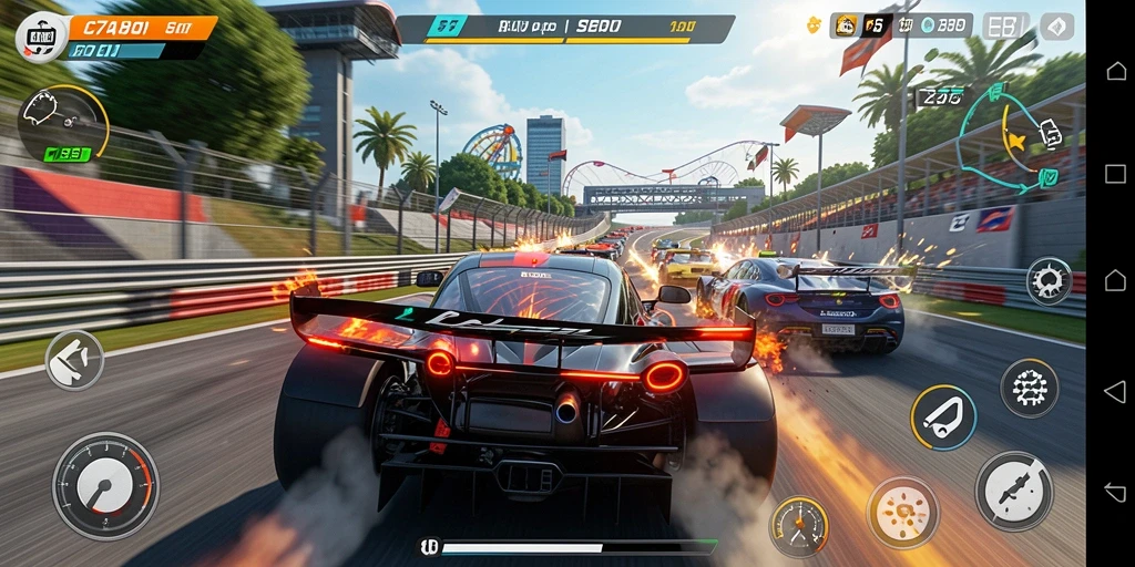 Tampilan gameplay C7890 dengan aksi balapan yang seru.