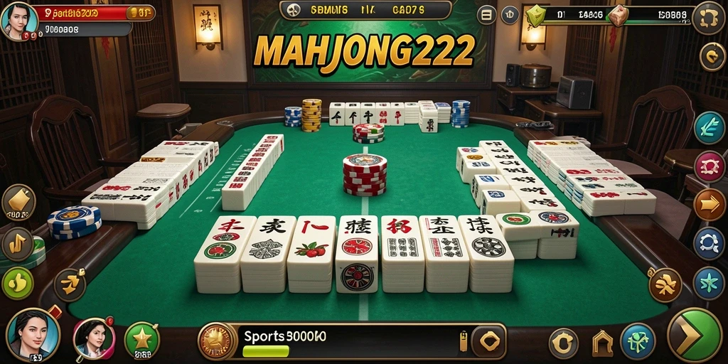 Tampilan utama gameplay MAHJONG222 yang menarik dan informatif.